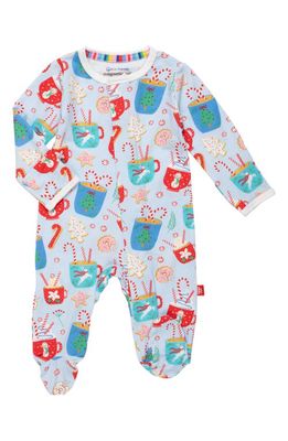 Magnetic Me Wake Me Up Before You Cocoa Holiday Print Footie in Blue