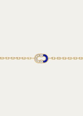 Magnetic Semi Lapis Lazuli Bracelet with Diamonds