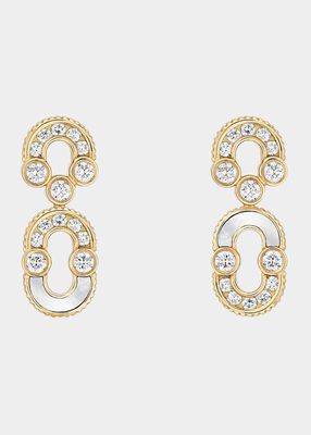 Magnetic Solo Semi Earrings in Mother-of-Pearl, 18K Yellow Gold and Diamonds