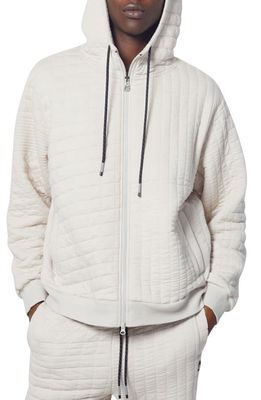 MAGNLENS Rowan Oversize Quilted Jacquard Fleece Zip Hoodie in Silver Lining