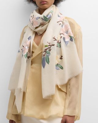 Magnolia Branch Cashmere & Silk Scarf