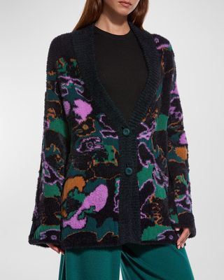 Magnolia Button-Down Abstract Jacquard Cardigan