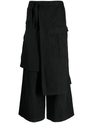 Maharishi asymmetric layered twill cargo trousers - Black