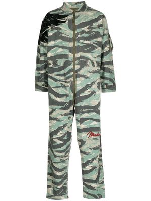 Maharishi camouflage-print zip-up jumpsuit - Green