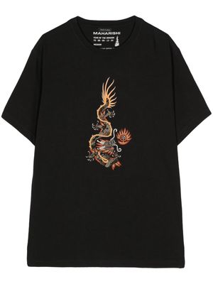 Maharishi Dragon-embroidered cotton T-shirt - Black