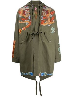 Maharishi Dragon embroidered hooded parka - Green