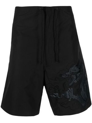 Maharishi embroidered-design drawstring shorts - Black