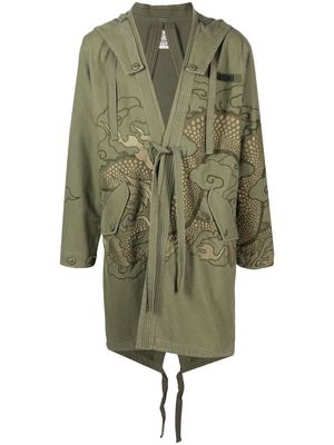 Maharishi embroidered front-tie fastening jacket - Green