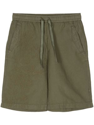 Maharishi embroidered-motif hemp deck shorts - Green