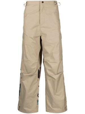 Maharishi embroidered straight-leg trousers - Brown