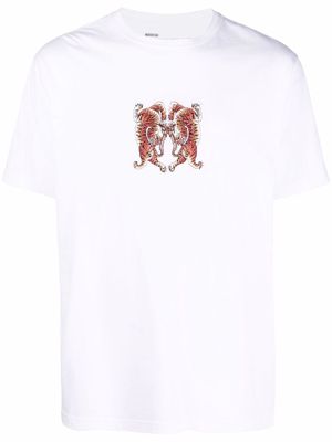 Maharishi Heart of Tigers-embroidered organic cotton T-shirt - White