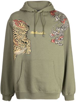 Maharishi logo-embroidered cotton hoodie - Green