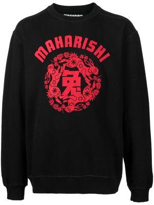 Maharishi logo-print long-sleeve sweatshirt - Black