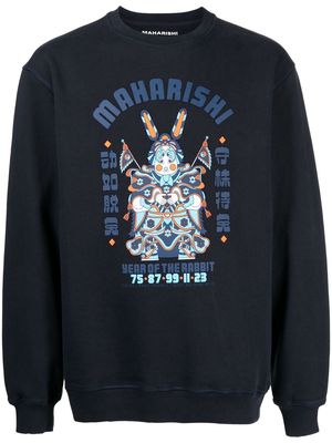 Maharishi logo-print long-sleeve sweatshirt - Blue