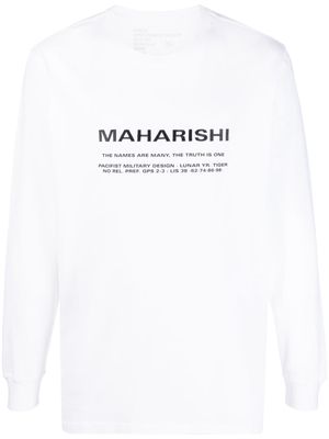 Maharishi logo-print long-sleeve T-shirt - White