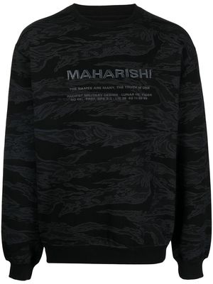 Maharishi logo-print marbled sweatshirt - Black