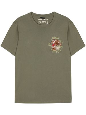 Maharishi Tiger-embroidered cotton T-shirt - Green