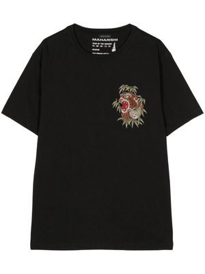 Maharishi Tiger-embroidered organic cotton T-shirt - Black