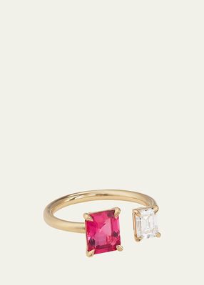 Mahenge Spinel and Diamond Open Ring in 18K Yellow Gold