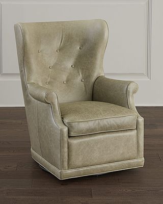 Mai Leather Swivel Wing Chair
