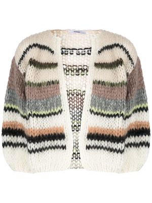 Maiami striped chunky-knit open cardigan - Neutrals