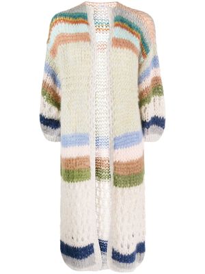 Maiami Stripes Galore knitted long cardigan - Neutrals