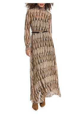 Main Event Belted Printed Maxi Dress