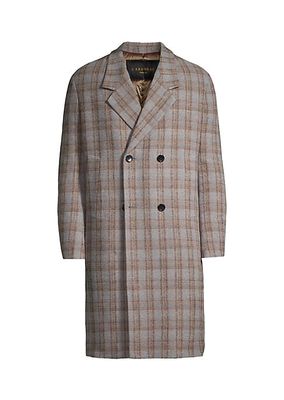 Maine Check Wool-Blend Double-Breasted Coat