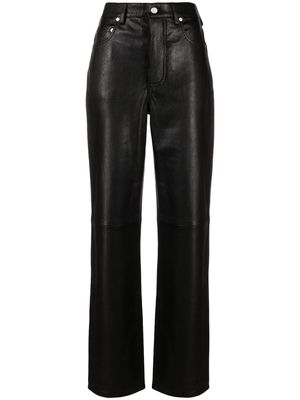 Mainless Grainy leather straight trousers - Black