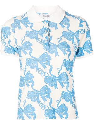 Maisie Wilen bow-print polo shirt - Blue