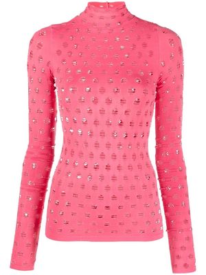 Maisie Wilen perforated high-neck top - Pink