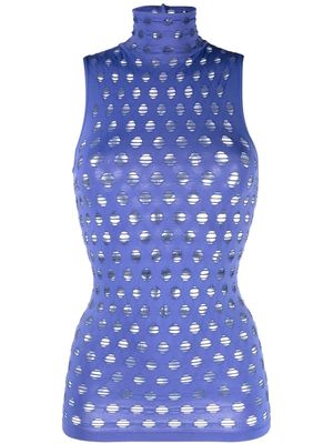 Maisie Wilen perforated sleeveless high-neck vest - Blue
