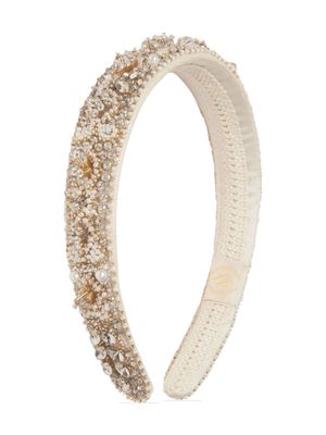 MAISON AVA bead-embellished silk headband - Gold