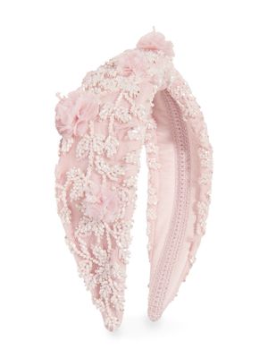 MAISON AVA bead-embellished silk headband - Pink