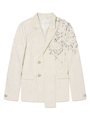 MAISON AVA bead-embellished single-breasted suit - Neutrals