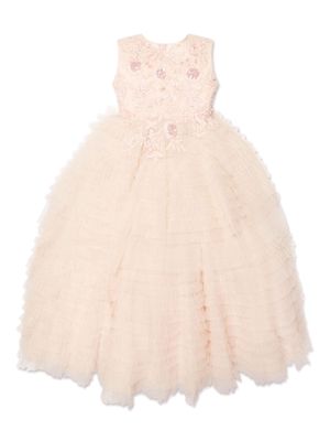 MAISON AVA Coralie floral-embroidered tulle dress - Pink