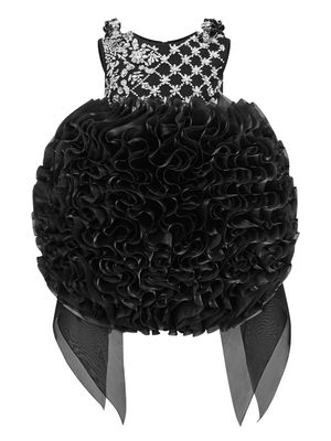 MAISON AVA crystal-embellished ruffled dress - Black
