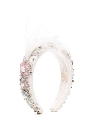 MAISON AVA Fiorella bead-embellished headband - White