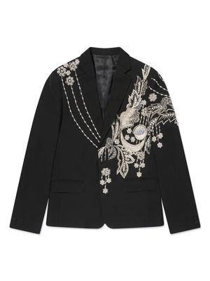 MAISON AVA floral-appliqué single-breasted suit - Black