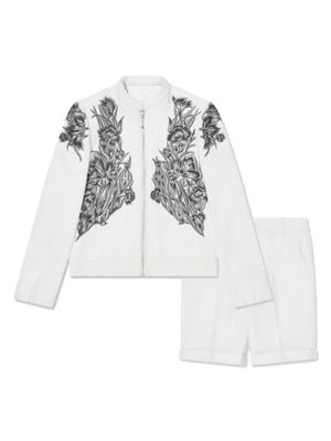 MAISON AVA graphic-print zip-up suit - White