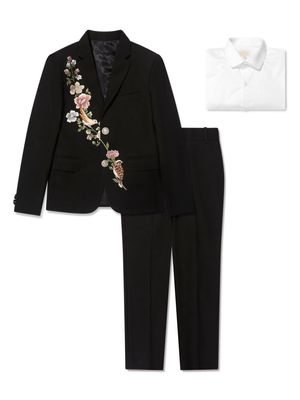 MAISON AVA Olwyn floral-embroidered three-piece suit - Black