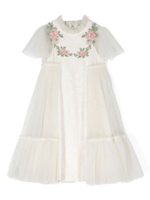 MAISON AVA Ren floral-lace dress - White