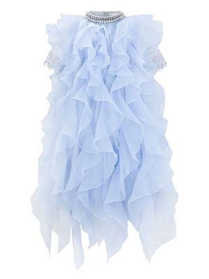MAISON AVA ruffled crystal-embellished dress - Blue