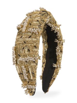 MAISON AVA sequin-embellished silk headband - Gold
