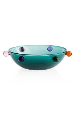 MAISON BALZAC DotDot Glass Bowl in Teal W/Multi