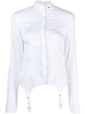 Maison Close braces-detail poplin shirt - White