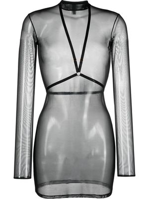 Maison Close harness-detailed mesh dress - Black