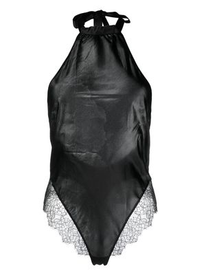Maison Close lace-trim silk bodysuit - Black
