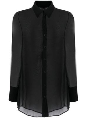 Maison Close long-sleeve semi-sheer shirt - Black