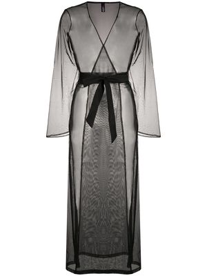Maison Close Madame Rêve sheer belted robe - Black